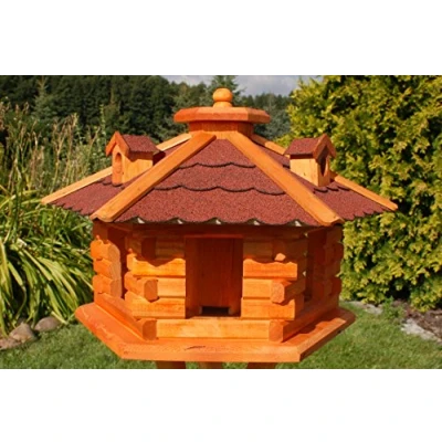 Abbildung von Vogelhaus Futterhaus Vogelvilla mit Solarbeleuchtung und Silo klein Groß V16 (Schwarz, klein), Vogelfutterhaus