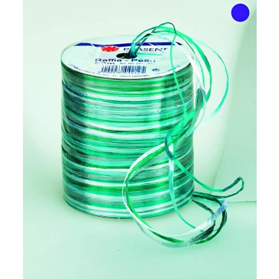 Abbildung von Unbekannt PRÄSENT Raffia Pearl Multicolour Bastband türkis/Petrol/Silber, 50 m metallic Dekoband für Präsente, zum Verzieren &amp; Basteln, Geschenkband feierliche Anlässe