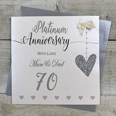 Abbildung von WHITE COTTON CARDS LLA70MD Glückwunschkarte zum 70. Hochzeitstag, handgefertigt, Motiv Love Lines, 16 x cm