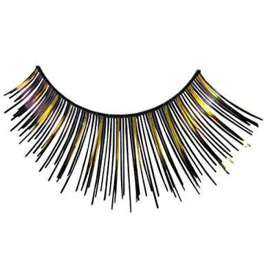 Abbildung von Eulenspiegel 000076 Künstliche Wimpern, Schwarz/Gold, 1 ml Spezial Wimpernkleber, Anleitung, für Karneval, Mottoparty