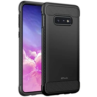 Abbildung von JETech Dünne Hülle für Samsung Galaxy S10e, Handyhülle mit Stoßdämpfung und Kohlefaser Design (Schwarz)