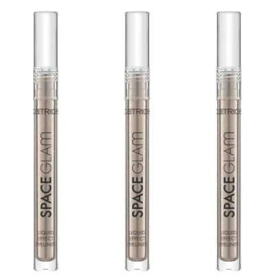 Abbildung von Catrice Space Glam Liquid Effect Eyeliner, Nr. 010, Silber, langanhaltend, Expressergebnis, hochpigmentiert, vegan, ohne Mikroplastikpartikel, Nanopartikel frei, Parfüm, 3er Pack (3x1.4ml)