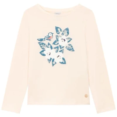 Abbildung von Petit Bateau Mädchen Langarm T Shirt, Weiss Avalanche / Blau Polochon, 6 Jahre