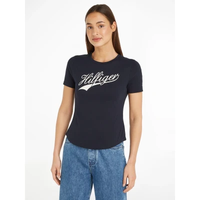 Abbildung von Tommy Hilfiger SLIM TEE Tshirt print, Damen, Größe: Small, Desert sky