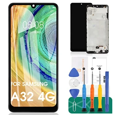 Abbildung von INCELL Ersatz LCD Bildschirm für Samsung Galaxy A32 4G, Digitizer A325 SM A325F Touchscreen Montage mit Werkzeugen (Schwarzes Rahmen)