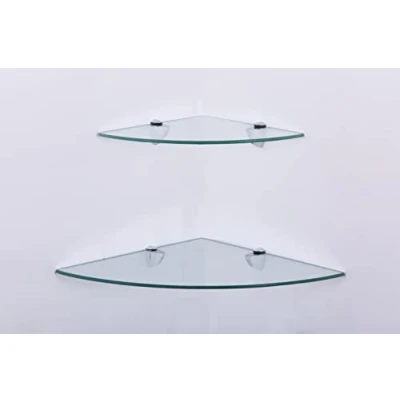 Abbildung von Euro Tische Glas Eckregal 35x35cm, Wandregal für Badezimmer, Duschregal Bad, Badregal mit 6mm ESG Sicherheitsglas, Verschiedene Größen (Klar)