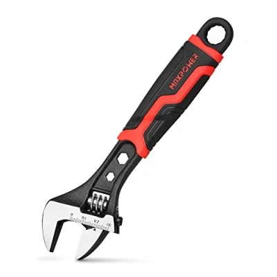 Abbildung von MAXPOWER Schraubenschlüssel Verstellbar, Adjustable Wrench Einmaulschlüssel Rollgabelschlüssel aus legierter Stahl mit Gummigriff, Länge: 205 mm （max. 30 Maulweite）