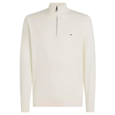 Abbildung von Tommy Hilfiger PIMA ORG CTN Cashmere Zip Mock Halbzip Sweater Herren, Weiß (Ivory), 3XL
