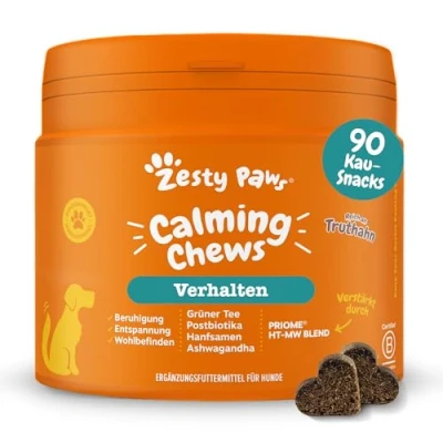 Abbildung von Zesty Paws Beruhigende Chews Für Hunde Entspannungs &amp; Anti Stress Mittel Ashwagandha, Grüner Tee und L Tryptophan alle Rassen mit Putengeschmack 90 STK