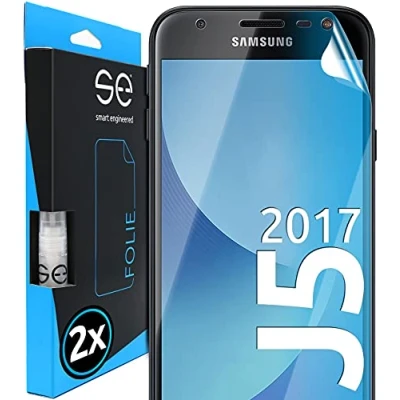 Abbildung von s.e Schutzfolie für Samsung Galaxy J5, 2 Stück, Full Screen, Positionierhilfe, J5 Panzerfolie, transparente Displayfolie, funktionierende Alternative zu Schutzglas, Schutzglasfolie