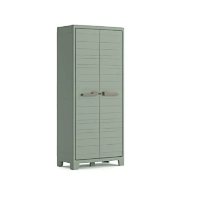 Abbildung von Keter Planet Outdoor Kunststoffschrank, hoch, jadegrün, 80 x 44 182 cm, inkl. 4 höhenverstellbaren Böden mit je 30kg Tragkraft, für drinnen und draußen geeignet, UV wasserbeständig