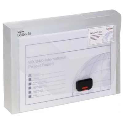 Abbildung von Snopake DocBox 12871 Aktenmappe Polypropylen mit Druckverschluss 60 mm Rückenbreite A4 transparent