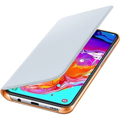 Abbildung von Samsung Galaxy A70 Hülle Kunstleder Klapphülle Handyhülle Weiß