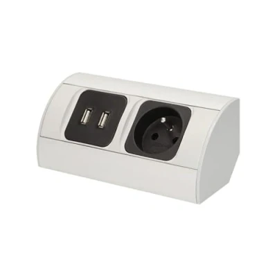 Abbildung von ORNO AE 1310 Ecksteckdose 1 Fach mit 2X USB Ladegerät, 3680W, Typ E Französisch Steckdose, für Küche, Büro und Arbeitsplatte