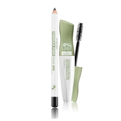 Abbildung von Deborah Milano Kajalstift für die Augen, Bio Formel, Deep Black Nr. 1 und Mascara, reine Formel Volumen Länge, Volumengebend verlängerend, Schwarz, 12 ml