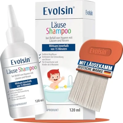 Abbildung von Evolsin Gelshampoo Läuseshampoo &amp; Läusekamm für Erwachsene Kinder ab 6 Monaten, Entfernt Kopfläuse