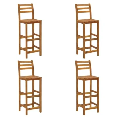 Abbildung von vidaXL 4X Akazienholz Massiv Barhocker Barstuhl Tresenhocker Küchenhocker Hocker Gartenstuhl Garten Gartenmöbel Tresenstuhl Thekenstuhl