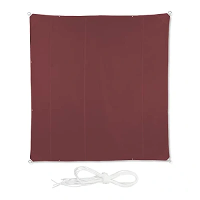Abbildung von Relaxdays Sonnensegel Quadrat, 5x5 m, wasserabweisend, UV beständig, mit Spannseilen, Terrasse, Balkon Segel, rotbraun