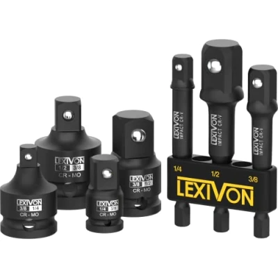 Abbildung von LEXIVON Schlagschrauber Adapter Kombinationsset, 7 teiliger für Erhöhung, Reduzierung &amp; Verlängerung 1/4&quot; 3/8&quot; 1/2&quot; Umbauten, aktiver Rostschutz durch Phosphat Beschichtung (LX 109)