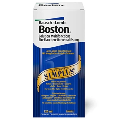 Abbildung von Bausch + Lomb Boston Simplus Kontaktlinsenreiniger und Aufbewahrungslösung, für harte Kontaktlinsen 1 x 120 ml