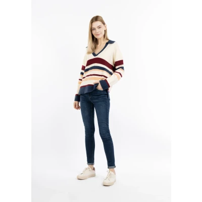 Abbildung von DREIMASTER Maritim Damen Strickpullover XL/XXL / Off White Mehrfarbig 80% Viscose 20% Nylon