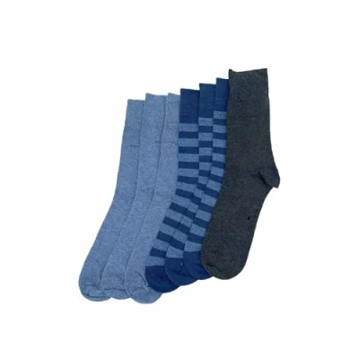 Abbildung von TOM TAILOR Socken blau/grau Streifen mix 39 42 7er Box Baumwollsocken für Altag und Freizeit schlichte
