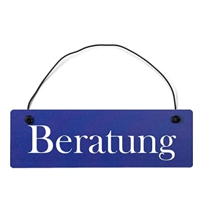 Abbildung von Homeyourself Beratung Dekoschild Türschild hellblau mit Draht