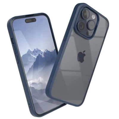 Abbildung von EAZY CASE Clear Hybrid Bumper Hülle kompatibel mit iPhone 15 Pro, Handyhülle Ultra Aufprallschutz, Stoßfest und Kratzfest, dünne Schutzhülle Kameraschutz, Handy Case, Nacht Blau