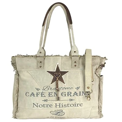 Abbildung von Sunsa Handtasche Damen XXL Tasche Strandtasche Weekender Schultertasche, enthält recyceltes Material, Deutsches Design