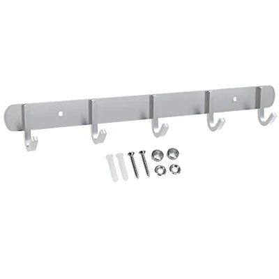 Abbildung von INTIRILIFE Edelstahl Garderobenleiste Modell D 5 Haken 38.1 x 4.7 cm Kleiderhaken Garderobe Hakenleiste in verschiedenen Designs