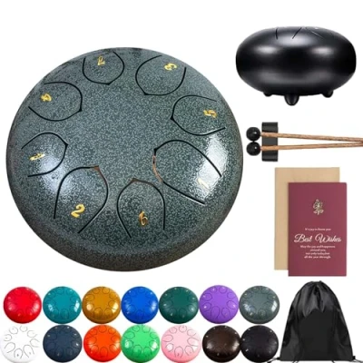 Abbildung von Rain Drum For Outside Garden, Steel Tongue Chime, 8 Note 6 Inch Chakra Rain, Metal Chimes Outside, Musical Education Entertainment Meditation Yoga Zen Gifts (N)