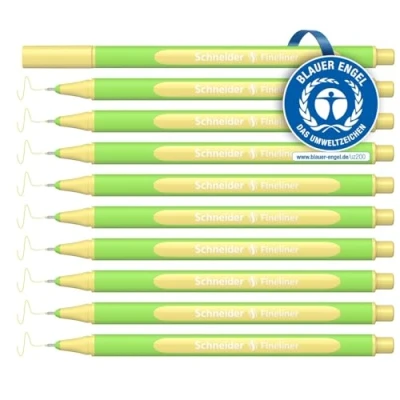 Abbildung von Schneider Line Up Pastell Fineliner (Strichstärke 0,4 mm, aus biobasiertem Kunststoff, ausgezeichnet mit Der blaue Engel) 10 Stück, pastel vanilla