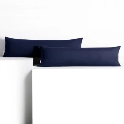 Abbildung von DecoKing 2 Kissenbezüge 20x145 cm Jersey Baumwolle Reißverschluss dunkelblau Amber