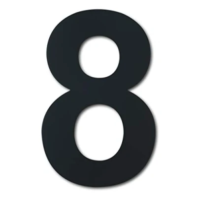 Abbildung von Gebürsteter moderner Edelstahl Hausnummer 100mm hoch schwarze Beschichtung, schwebende Erscheinung (Nummer 8)