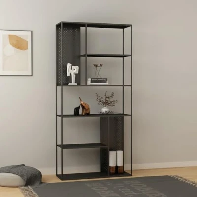 Abbildung von [en.casa] Standregal Vehmaa Bücherregal mit 7 offenen Fächern Rückwand 90 x 30 188 cm Metallregal für Wohnzimmer Schlafzimmer Schwarz Regal stehend