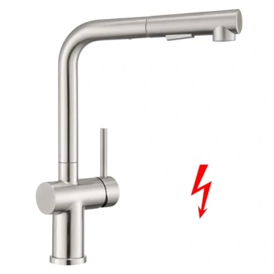Abbildung von WOOHSE Spültischarmatur Niederdruck Armatur Küche Ausziehbar Wasserhahn mit Brause (1 Set, Mischbatterie) Einhand Waschtischarmatur,360 drehbar,Ventilkern aus Keramik