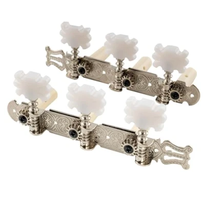 Abbildung von Musiclily Pro 3L3R Lyra Style Klassische Gitarre Mechaniken Stimmwirbel Tuning Pegs Machine Heads Set für Klassikgitarre, Nickel