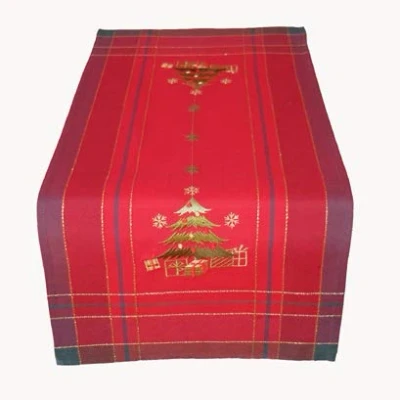 Abbildung von Raebel OHG Tischläufer 40 x 90 cm Stickerei Baum rot bunt Weihnachten Weihnachtsdeko Weihnachtstischläufer