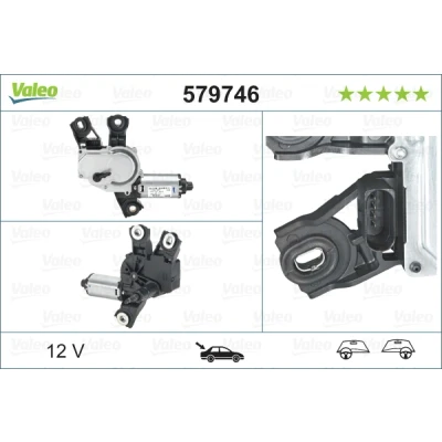 Abbildung von VALEO ORIGINAL PART 579746 Scheibenwischermotor 12 hinten für Links /Rechtslenker VOLKSWAGEN: Passat B6 Variant, Golf 5 Schrägheck