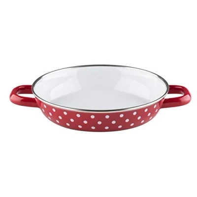 Abbildung von Riess, 0044 077, Eierpfanne 20, COUNTRY PÜNKTCHEN rot, Farbe Durchmesser 20 cm, Höhe 4 Emaille, Induktion