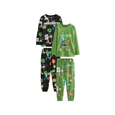 Abbildung von Next Set License 2 PACK Regular FIT Nachtwäsche für Kinder, Größe: 146, Black green minecraft