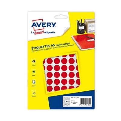 Abbildung von Avery Mehrzweck Etiketten, 15 mm, Rot, 960 Stück