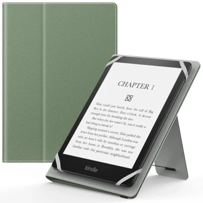 Abbildung von MoKo Universal Hülle für 6 6,8 7 Zoll Schutzhülle mit Handschlaufe &amp; Verstellbarem Ständer Kobo Clara 2E/Fire Tablet/Kindle/Kobo/Voyaga/Lenovo/Sony Kindle eBooks E Reader Tablet, Seladon