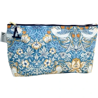 Abbildung von Vagabond Bags Ltd William Morris Strawberry Theif Medium Sack Bag Bag, blau, 26cm x 16cm 8cm, Weiche Tasche mit Reißverschluss