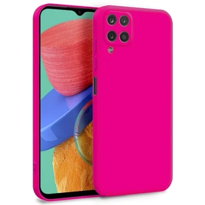 Abbildung von MyGadget Hülle für Samsung Galaxy M33 5G Zweilagige Handyhülle mit Kameraschutz Cover Innenfutter &amp; Silikon außen Magenta Rot