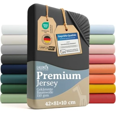 Abbildung von Laleni Spannbettlaken Premium für Beistellbett Atmungsaktives Spannbetttuch, Gummizug: rundum, (2 Stück), 100% Baumwolle (150 g/m)