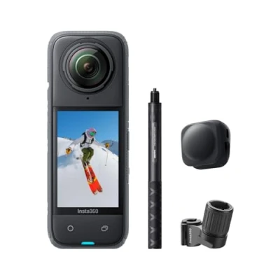 Abbildung von Insta360 X4 Ski Bundle wasserdichte 8K 360 Action Cam, 4K Weitwinkelvideos, Unsichtbarer Selfie Stick Effekt, 135 min Akkulaufzeit, KI Bearbeitung, Stabilisierung, Ohne microSD Karte