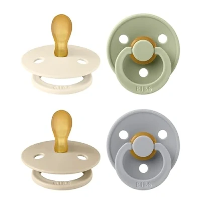 Abbildung von BIBS Colour Symmetrical Schnuller 4er Pack, BPA frei Dummy Schnuller, Symmetrischer Nippel. Naturkautschuk/Latex, Hergestellt in Dänemark. 0 6 Monate (4er Pack), Cloud Mix