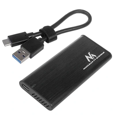 Abbildung von Maclean MCE443 NVMe SATA SSD M.2 Gehäuse (PCIe), NGFF (SATA) Unterstützt USB 3.1 gen.2 2230/2240/2260/2280 USAP Kompatibel mit PC und Mac Aluminium Plug&amp;Play Schwarz