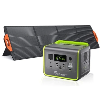 Abbildung von Tragbare Powerstation mit 200W Solarpanel FOSSiBOT, 512Wh Solar Generator LiFePO4, 800W (1600W Peak) AC Ausgänge/Sinuswellen 230V, 1,5 Stunden Schnellladung, PD 100W für Camping/Wohnmobile